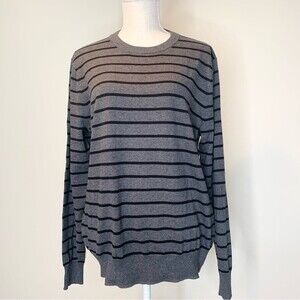 NWT J. Crew Mercantile Striped Grey Black Crewneck Sweater Medium
